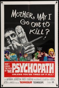 2x412 PSYCHOPATH 1sh '66 Robert Bloch, wild horror image, Mother, may I go out to kill?