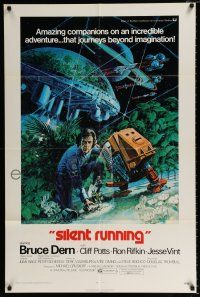 2x436 SILENT RUNNING 1sh '72 Douglas Trumbull, cool art of Bruce Dern & his robot by Akimoto