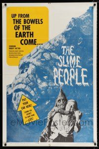 2x438 SLIME PEOPLE 1sh '63 wild cheesy wacky monster image, learn the secret to save your life!