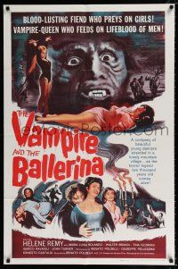 2x464 VAMPIRE & THE BALLERINA 1sh '62 blood-lusting vampire queen fiend who preys on girls!