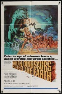 2x479 WHEN DINOSAURS RULED THE EARTH 1sh '71 Hammer, artwork of sexy cavewoman Victoria Vetri!