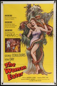 2x483 WOMAN EATER 1sh '59 art of wacky tree monster eating super sexy woman in skimpy outfit!