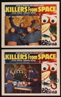 2x194 KILLERS FROM SPACE 8 LCs '54 great images of wacky bulb-eyed aliens & Peter Graves!