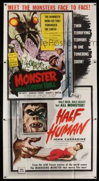 2y262 MONSTER FROM GREEN HELL/HALF HUMAN 3sh '57 twin terrifying terrors in 1 towering thrill show