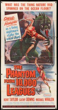 2y265 PHANTOM FROM 10,000 LEAGUES 3sh '56 classic art of monster & sexy scuba diver by Kallis!