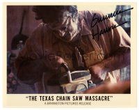 2y017 GUNNAR HANSEN signed color 8x10 REPRO still '80s great close up as Leatherface with chainsaw!