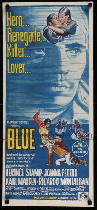 2y428 BLUE Aust daybill '68 gunfighter Terence Stamp is a hero, renegade, killer & lover!