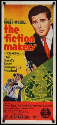 2y432 FICTION MAKERS Aust daybill '67 artwork of Roger Moore as Leslie Charteris' The Saint!