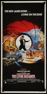 2y444 LIVING DAYLIGHTS Aust daybill '87 art of Timothy Dalton as James Bond & sexy Maryam d'Abo!
