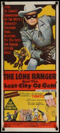 2y445 LONE RANGER & THE LOST CITY OF GOLD Aust daybill '58 masked hero Clayton Moore & Tonto!