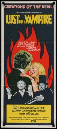 2y446 LUST FOR A VAMPIRE Aust daybill '71 beautiful young girls trained as blood lusting vampires!