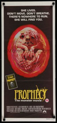 2y450 PROPHECY Aust daybill '79 John Frankenheimer, art of monster in embryo by Paul Lehr!