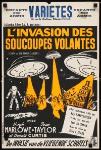 2y210 EARTH VS. THE FLYING SAUCERS Belgian '56 sci-fi classic, different art of UFOs & aliens!