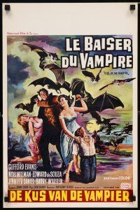 2y214 KISS OF THE VAMPIRE Belgian '63 Hammer, art of giant devil bats summoned from Hell!