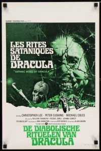 2y218 SATANIC RITES OF DRACULA Belgian '78 art of Christopher Lee as vampire Count Dracula!