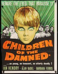 2y223 CHILDREN OF THE DAMNED INCOMPLETE British quad '64 beware the creepy kid's eyes that paralyze!