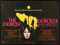 2y228 EXORCIST/EXORCIST 2: THE HERETIC British quad '80 two stories straight from Hell!