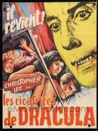 2y192 SCARS OF DRACULA French 23x30 '70 great c/u art of vampire Christopher Lee, Hammer horror!
