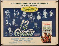 2y061 13 GHOSTS style B 1/2sh '60 William Castle, great art of all the spooks, horror in ILLUSION-O!