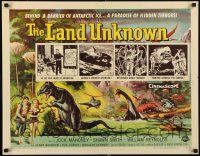 2y082 LAND UNKNOWN style A 1/2sh '57 a paradise of hidden terrors, art of dinosaurs by Ken Sawyer!