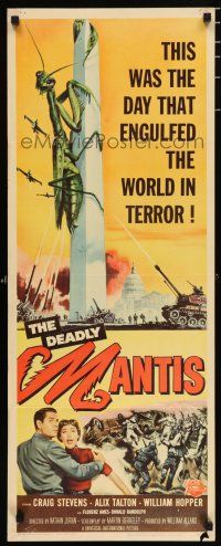 2y112 DEADLY MANTIS insert '57 classic art of giant insect on Washington Monument by Ken Sawyer!