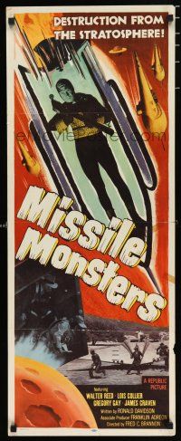 2y123 MISSILE MONSTERS insert '58 aliens bring destruction from the stratosphere, wacky art!