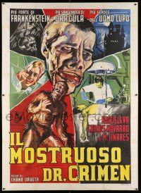 2y268 EL MONSTRUO RESUCITADO Italian 2p '60 cool art of mad scientist & his monster creation!
