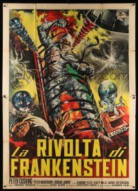 2y288 EVIL OF FRANKENSTEIN Italian 2p '64 Hammer, best completely different art of the monster!