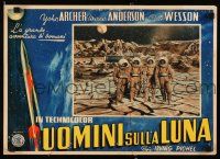 2y194 DESTINATION MOON Italian 13x18 pbusta '50 Robert A. Heinlein, astronaut in suits on the moon!