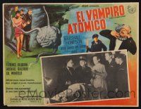 2y311 FIEND WITHOUT A FACE Mexican LC '58 great border art of brain monster, English sci-fi/horror!
