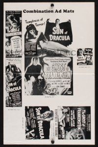 2y383 SON OF DRACULA/GHOST OF FRANKENSTEIN pressbook supplement '48 Chaney as both monsters!