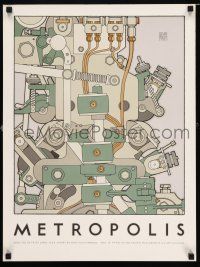 2y171 METROPOLIS 18x24 special R81 Fritz Lang classic, wonderful art by David Lance Goines!