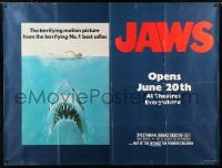 2y251 JAWS subway poster '75 art of Steven Spielberg's classic man-eating shark!