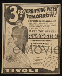 2y479 7 FRANKENSTEIN NEWSPAPER ADS clippings '31 cool advertising from the first release!