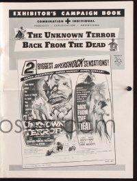 2y353 BACK FROM THE DEAD/UNKNOWN TERROR pressbook '57 two big horror supershock sensations!