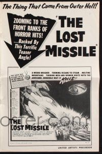 2y370 LOST MISSILE pressbook '58 horror of horrors from outer Hell comes to burn the world alive!