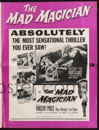 2y372 MAD MAGICIAN pressbook '54 Vincent Price is a crazy magician who performs dangerous tricks!