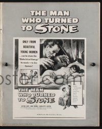 2y373 MAN WHO TURNED TO STONE pressbook '57 Jory practices unholy medicine, sexy horror art!