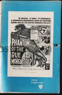 2y377 PHANTOM OF THE RUE MORGUE pressbook '54 3-D, art of the mammoth monstrous man & sexy girl!