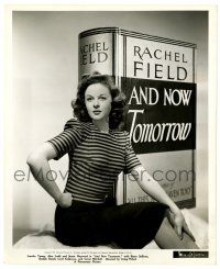 2z069 AND NOW TOMORROW candid 8.25x10 still '44 sexy Susan Hayward posing by huge source novel!