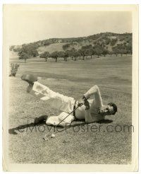 2z176 BUSTER KEATON 8x10 still '20s demonstrating most unusual way of playing golf laying down!
