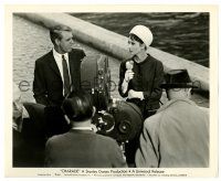 2z201 CHARADE candid 8.25x10 still '63 Cary Grant & Audrey Hepburn eating ice cream being filmed!