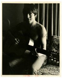 2z251 DAVY JONES 8x10 publicity still '60s the lead singer of The Monkees barechested with guitar!