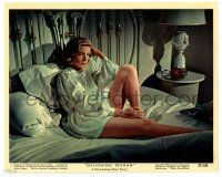 2z008 DESIGNING WOMAN color 8x10 still '57 sad Lauren Bacall in bed showing her lovely legs!