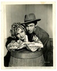 2z263 DESTRY RIDES AGAIN 8x10 still '39 James Stewart & Marlene Dietrich posing by barrel!