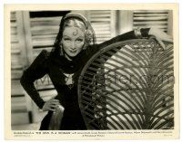 2z266 DEVIL IS A WOMAN 8x10.25 still '35 c/u of Marlene Dietrich in incredible dress by chair!