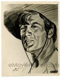 2z334 FIGHTING CARAVANS 8x10 key book still '31 great close art of star Gary Cooper by E. Frone!