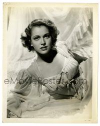 2z348 FRANCES RAFFERTY 8x10 still '40s the sexy star sitting up in bed wearing elaborate negligee!