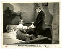 2z356 FRISCO KID 8x10 still '35 James Cagney points pistol at Barton MacLane in bed!