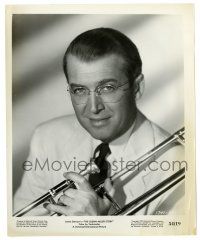 2z391 GLENN MILLER STORY 8.25x10 still '54 best c/u of James Stewart holding his trombone!